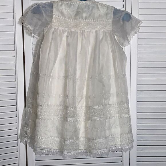 Vintage Sheer Chiffon Double Layered Christening Gown XL 2T - Picture 11 of 16